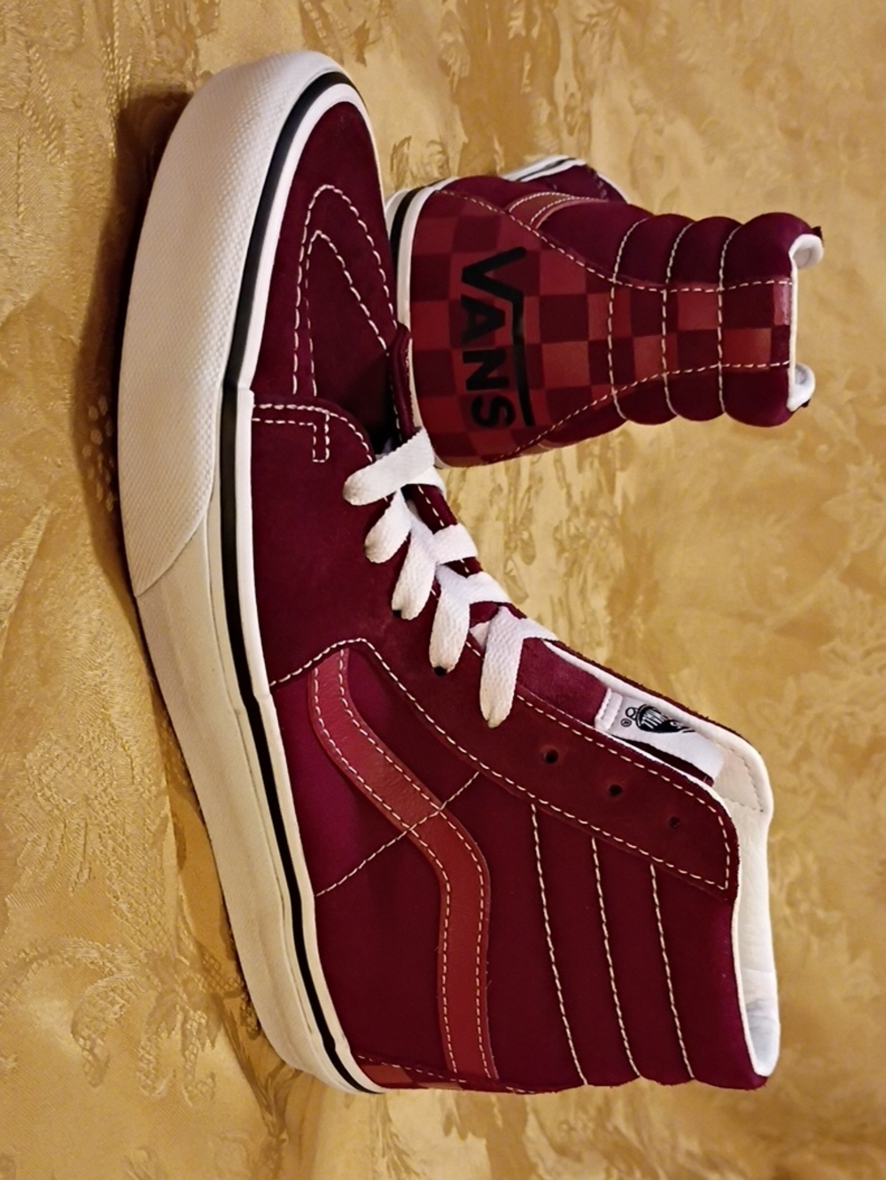VANS Burgundy High-Top Skate  with White Accents Women's 8.0 Men's 6.5